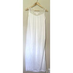 NWOT Vintage Katz Nylon White Embroidered Nightgown Size Small Long Gown